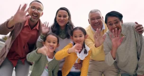 Hallo Videotelefonie Und Eine Familie Zusammen Freien Für Liebe Glück — Stockvideo