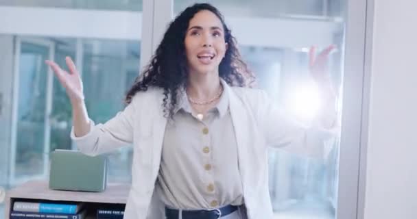 Business Woman Celebration Dancing Office Success Promotion Profit Goals Finance — Stock Video