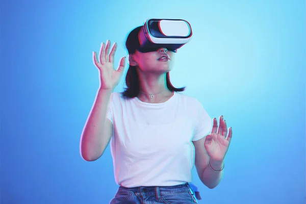 Szemüveg Futurisztikus Metaverse Játékok Gen Oktatás Vagy Digitális Tanulás Fiatal — Stock Fotó