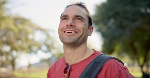 Nature Aventure Homme Marchant Dans Jardin Pour Air Frais Avec — Video