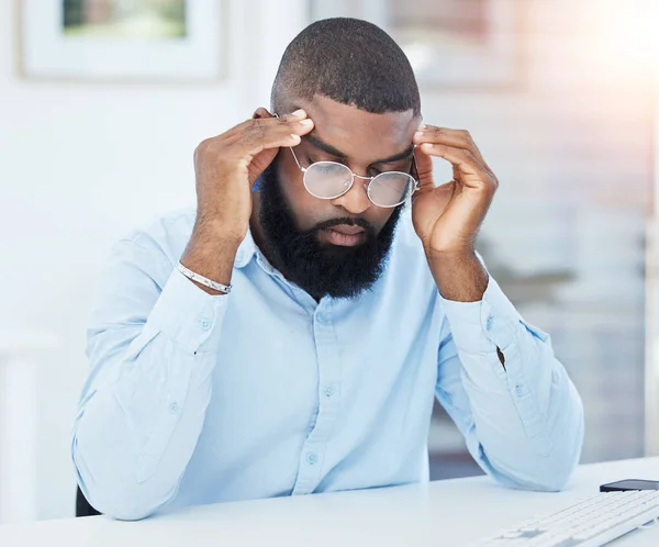 Stress Burnout Tired Businessman Headache Overwhelmed Problems Mistake Failure Stock — Stock Photo, Image