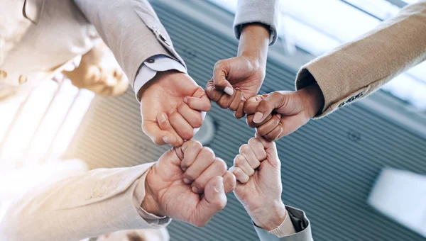 Support Teamwork Business People Fist Bump Huddle Motivation Group Mission — Stock Photo, Image