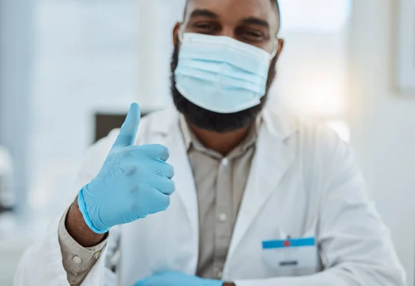 Thumbs Doctor Gloves Hands Man Support Success Trust Medical Clinic — Stock Photo, Image