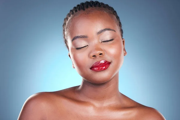 Estética Maquillaje Mujer Negra Con Belleza Dermatología Bienestar Fondo Estudio — Foto de Stock