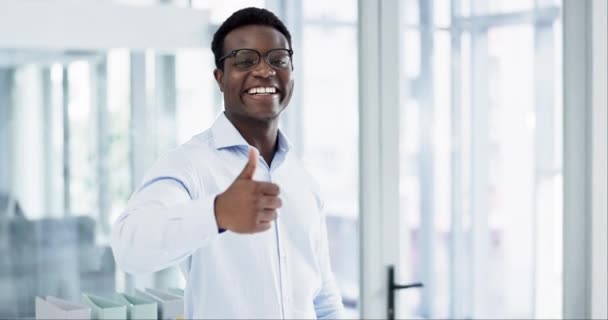 Mutlu Adamı Başarılı Onaylı Ofiste Bir Anlaşma Yapmış Siyahi Adam — Stok video