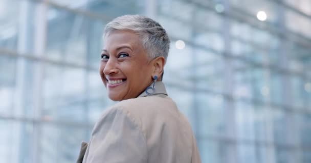 Sorridi Cammina Torna Con Una Donna Affari Nel Suo Ufficio — Video Stock