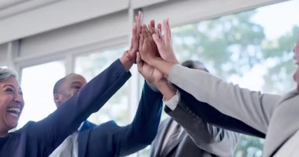 Business People Hands High Five Meeting Team Building Motivation Support — Stock Video