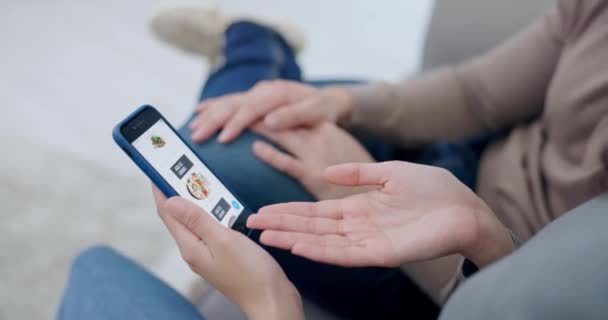 Mobile App People Hands Fast Food Website Order Menu Option — Stock Video