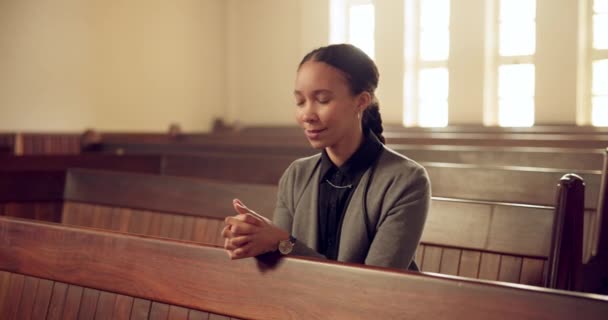 Christian Church Praying Woman Worship Faith Spiritual Gratitude Hope Religion — Stock Video