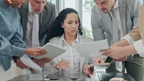Negocio Caos Mujer Con Estrés Multitarea Crisis Flujo Trabajo Con — Vídeos de Stock