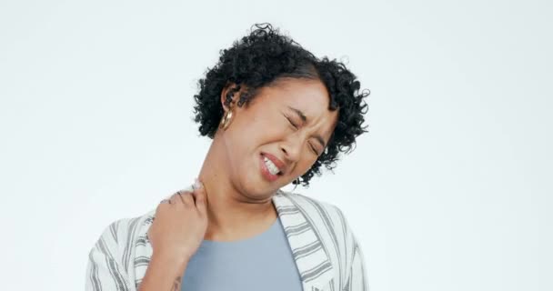 Boyun Ağrı Stres Eklem Iltihabı Beyaz Arka Planda Artrit Riski — Stok video