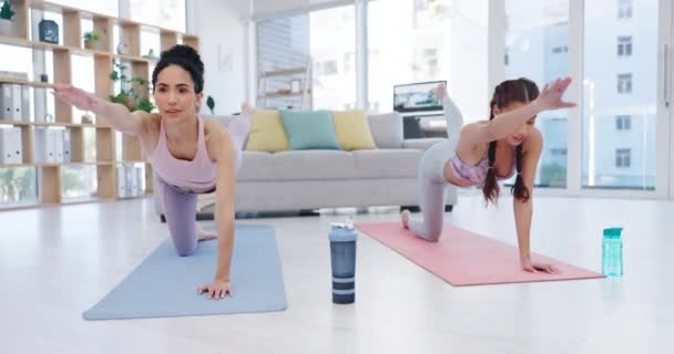 Bienestar Yoga Mujeres Estirándose Clase Para Meditación Ejercicio Ejercicio Físico — Vídeo de stock