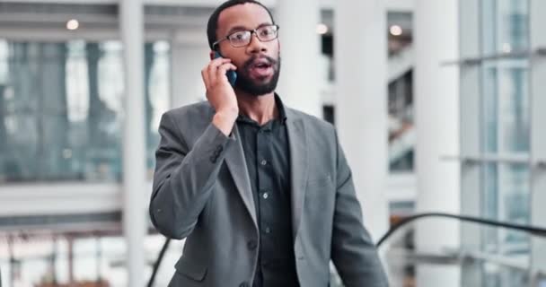 Empresarial Trabalhar Falar Homem Negro Telefonema Para Negócios Networking Comunicação — Vídeo de Stock
