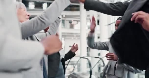 Gente Negocios Cinco Celebración Grupo Oficina Aplausos Por Motivación Meta — Vídeos de Stock