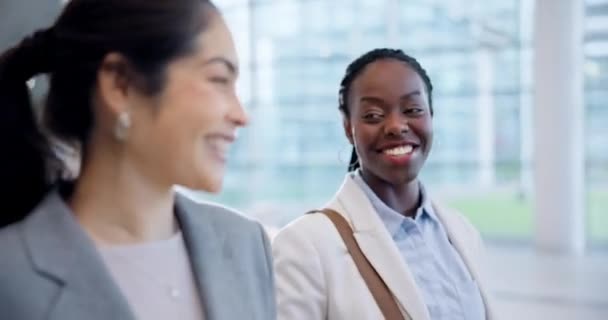 Ludzie Biznesu Spacery Kobiety Rozmowy Uśmiech Dyskusja Pomysłów Planowania Współpracy — Wideo stockowe