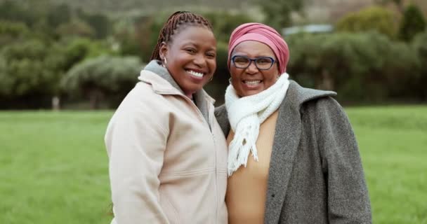 Madre Cara Feliz Mujer Negra Parque Con Los Padres Campo — Vídeo de stock
