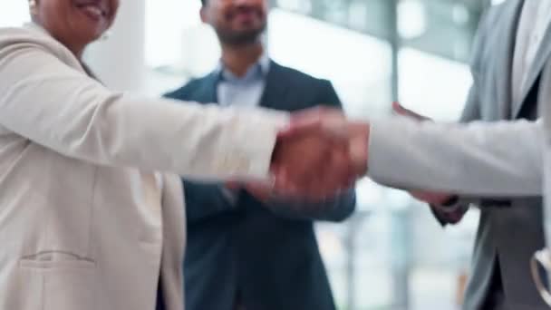 Apertando Mãos Aplausos Equipe Empresários Parceria Acordo Acordo Escritório Handshake — Vídeo de Stock
