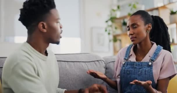 Argument Černý Pár Boj Rozvod Konflikt Podvádění Manželská Krize Afričan — Stock video