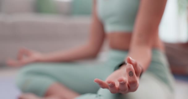 Joga Medytacja Ręce Kobiety Lotosu Stanowią Salonie Zdrowie Czakry Trening — Wideo stockowe