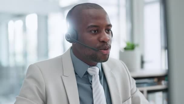 Crm Consultor Financeiro Homem Negro Uma Consultoria Call Center Telemarketing — Vídeo de Stock