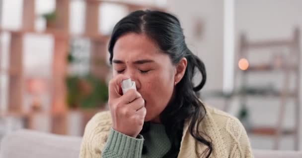Žena Astma Léky Inhalátor Nevolnost Zdravím Únavou Wellness Lékařskou Pohotovostí — Stock video