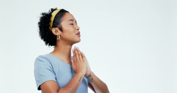 Segítség Kezek Imádkozik Stúdióban Remény Útmutatás Vagy Hála Istennek Fehér — Stock videók