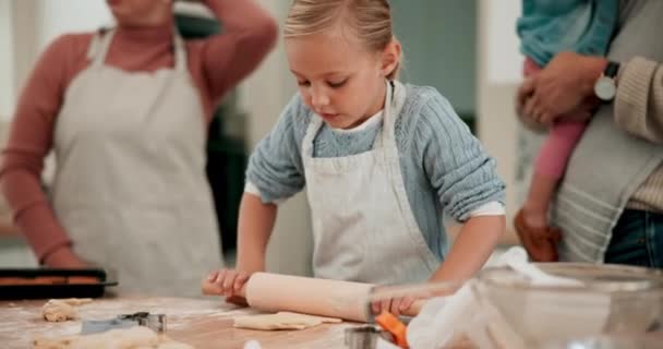 Rolling Pin Rodiče Nebo Dítě Pečení Kuchyni Pro Přípravu Receptu — Stock video