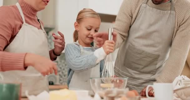 Éducation Enseignement Cuisson Des Filles Avec Les Parents Dans Cuisine — Video