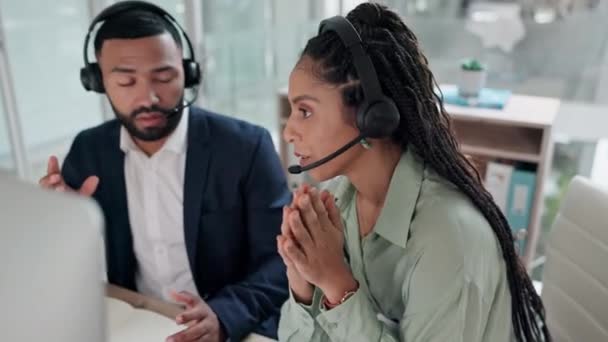 Telemarketing Zakenmensen Planning Praten Met Call Center Customer Service Consulting — Stockvideo