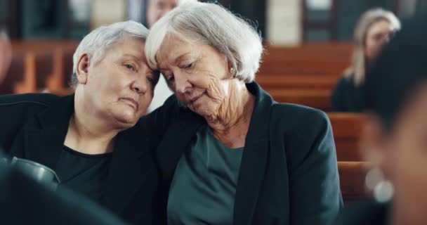 Begrafenis Kerk Vrouwen Comfort Herdenkingsdienst Preek Ceremonie Voor Dood Rouw — Stockvideo
