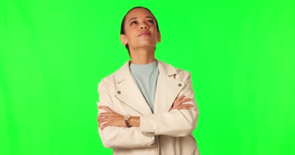 Woman Thumbs Hand Sign Face Green Screen Stop Disagree Female — Stock Video