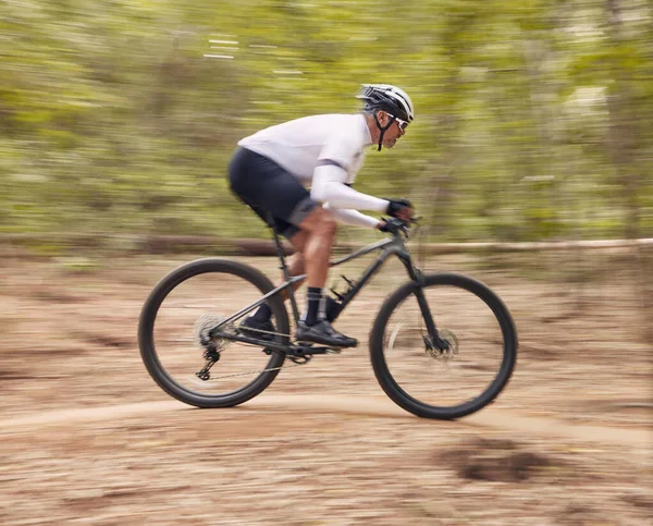 Фітнес Їзда Велосипеді Людина Велосипедом Лісі Швидкості Тренування Або Тренування — стокове фото