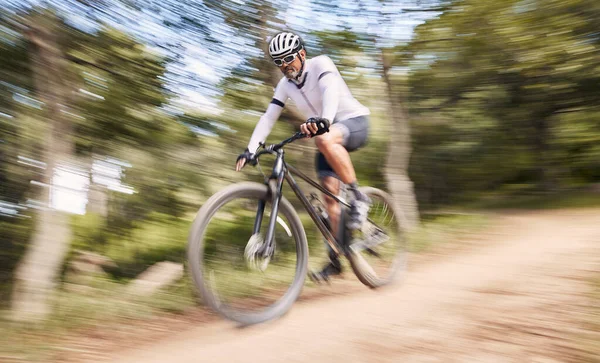 Nature Blur Mountain Bike Sports Man Cycling Action Ride Bicycle — Stock Photo, Image