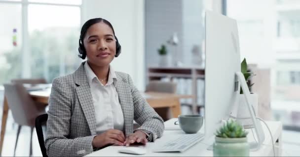 Atendimento Cliente Sorriso Mulher Feliz Com Gesto Mão Para Consultoria — Vídeo de Stock