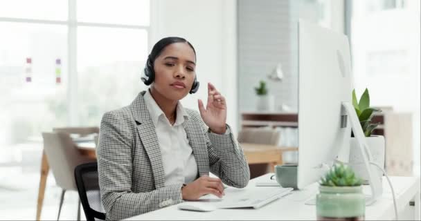 Servicio Atención Cliente Cara Mujer Computadora Consultoría Asesoramiento Con Atención — Vídeos de Stock