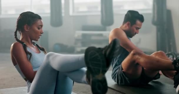 Hälsa Fitness Och High Five Med Par Gymmet För Träning — Stockvideo
