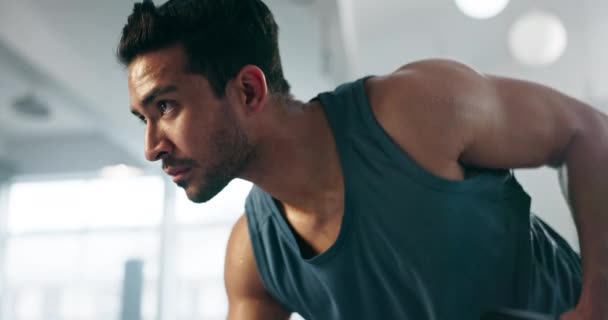 Fitness Exercício Haltere Homem Ginásio Para Treinamento Fisiculturista Bem Estar — Vídeo de Stock