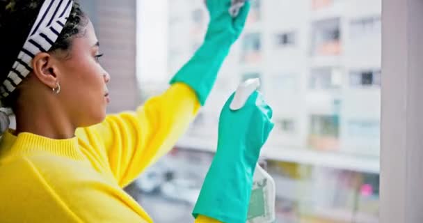 Limpiador Mujer Químico Limpieza Ventanas Higiene Con Servicio Desinfección Productos — Vídeos de Stock