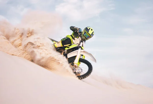 Sivatag Motorkerékpár Személy Sport Lovaglás Utazás Szabadság Képzés Verseny Kihívás — Stock Fotó