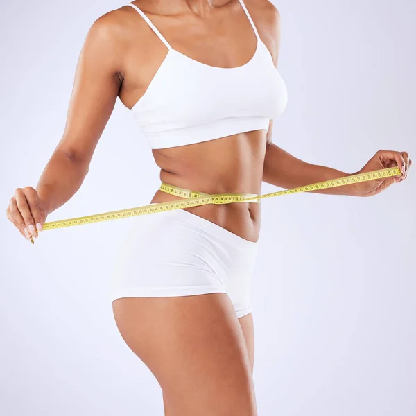 Body Woman Measurement Lose Weight White Background Fitness Health Wellness — Stock Photo, Image
