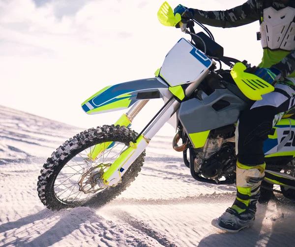 Esportes Deserto Pessoa Moto Natureza Para Treinamento Treino Desafio Areia — Fotografia de Stock