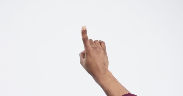 Mockup Mano Dedo Apuntando Con Persona Estudio Para Espacio Publicidad — Vídeos de Stock