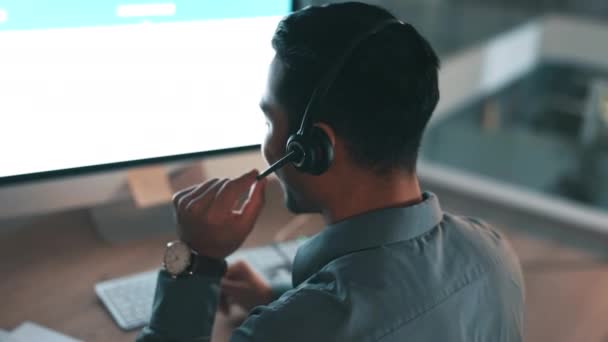 Çağrı Merkezi Danışmanlık Gece Ofiste Müşteri Hizmetleri Iletişim Veya Sohbet — Stok video