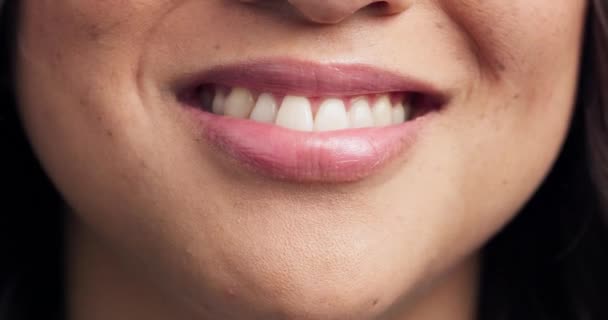 Zbliżenie Usta Uśmiech Osoby Dla Zdrowia Stomatologicznego Kontroli Stomatologicznej Lub — Wideo stockowe