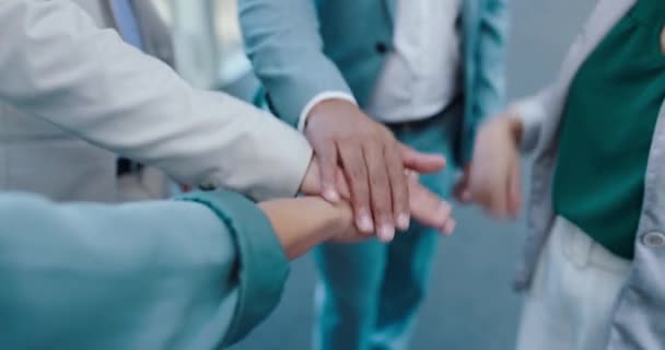 Celebration Hands Stack Business People Applause Team Building Solidarity Community — Stock Video