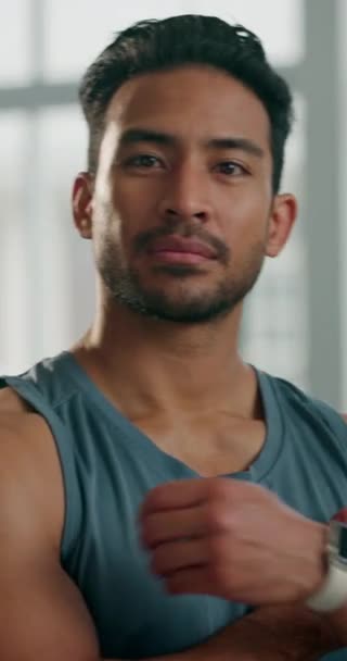 Fitness Séance Entraînement Visage Homme Dans Salle Gym Après Musculation — Video