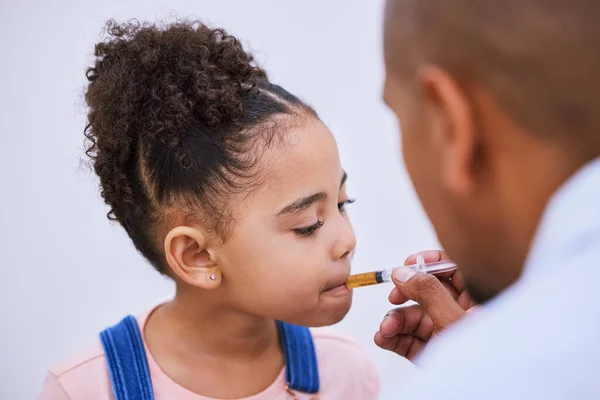 Sick Syringe Consulting Child Medicine Pharmacy Helping Illness Medical Healthcare — Stock Photo, Image