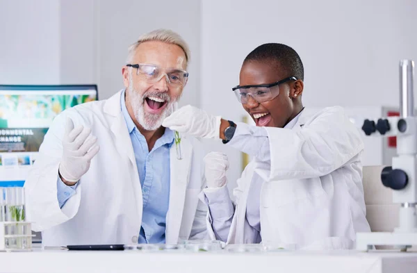 Bilim Adamı Test Tüpü Bitkisi Olan Insanlar Tezahürat Başarı Siyah — Stok fotoğraf