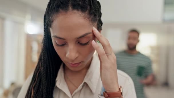 Woman Fight Depression Divorce Stress Breakup Argument Partner Home Face — Stock Video
