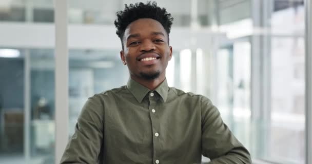 商业和黑人 手挽手 带着自信 专业或创业的微笑或创造力 在工作场所具有幸福感 思维或企业家精神的非洲人士或雇员 — 图库视频影像